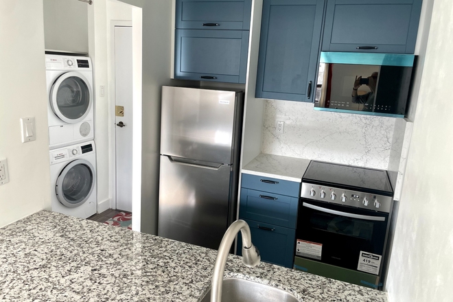 Kitchen - Bright 1-bedroom with balcony — Rent controlled · All utilities included · Furnished or unfurnished Condo