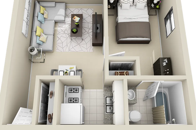 Floorplan - College Manor 1 Bedroom Partially Furnished