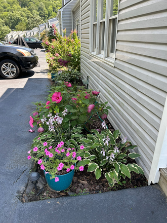 Flower bed in front - Willow Valley Townhome on Golf Course