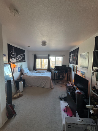 Bedroom, there are trees outside the window that bloom white flowers in the spring/summer - Montclair Court Condominiums