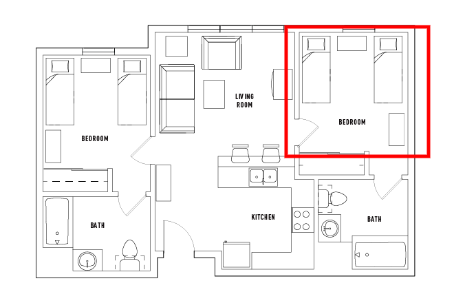 Floot Plan - Male Only Puerta Del Sol 2B2B Apartments