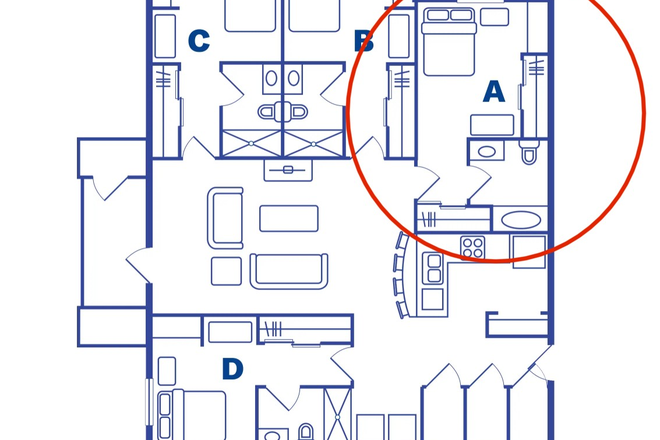 Bedroom Floorplan - Lark West Lafayette Apartments