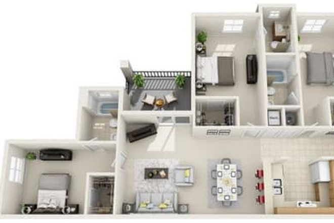 Floorplan - 1st bedroom - $878 1 Bedroom/1 Bathroom in 3x3 - Tivoli Apartments - No Pets