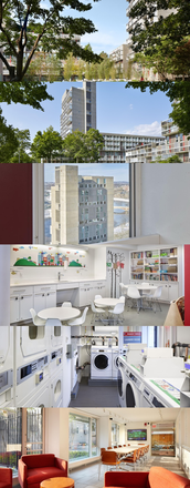 Common area and laundry room - Peabody Terrace 1b1b River View unfurnished