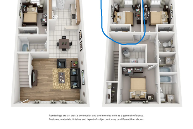 Floorplan. The room that is available is the top left room on the second floor. - FIRST MONTH PAID FOR!! Campus Crossings Only $809 Monthly