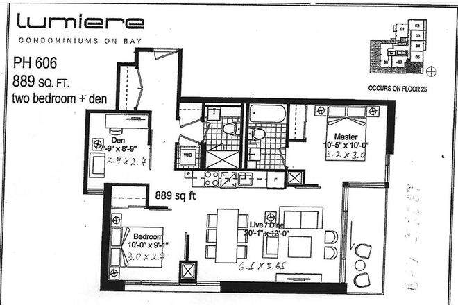 Apartment Layout - 1 bedroom in 2-bedroom + 1 den, private bathroom, utilities incl.