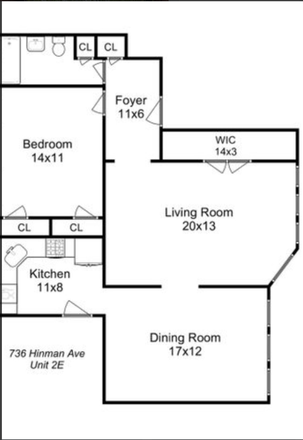 Floor Plan of Condo - Spacious, Fully Rehabbed, Pet Friendly, 1- Bedroom Available for Rent