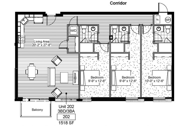 Similar Floorplan to this picture - THE LUX - THE HILL - 1 BEDROOM SPRING 2026 SUBLET