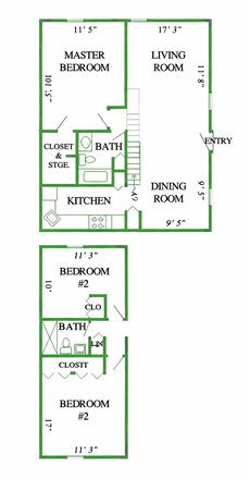 Floor plan (bedroom on rent is the bigger one upstairs) - Puffton Village Apartments