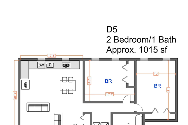 floorplan - Renovated Apartment with In-Unit Laundry and On-Site Parking