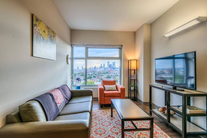 Living Room - The View at Montgomery - Temple University Apartments