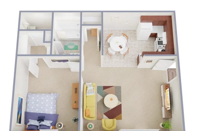 Hall, kitchen, closet, bathroom, bedroom, walk-in closet - Beau Jardin Apartments