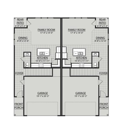 Downstairs Floor Plan - The Cottages at University Villas Rental