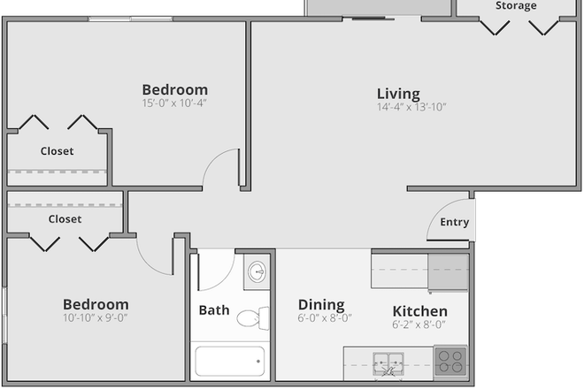 Floor Plan - Walden Woods Apartments 2B/1B ($634/m)