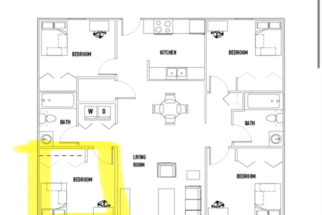 **UNIT IS MIRRORED** In this apartment, when you walk in the front door, the kitchen is on your right (not left, as pictured). - Royal Village Apartments