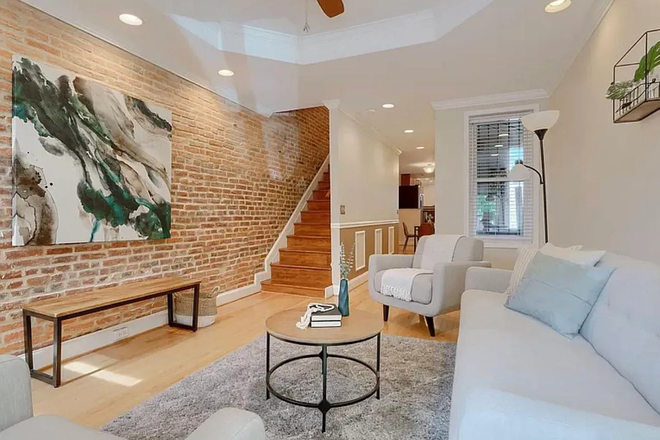 Living Room - Stunning Upper Fells Townhome with 2 Bedrooms, Rooftop Deck, and 2-Car Parking