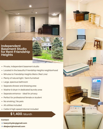 Overview - Basement/Efficiency Studio in Friendship Heights (near AU) House