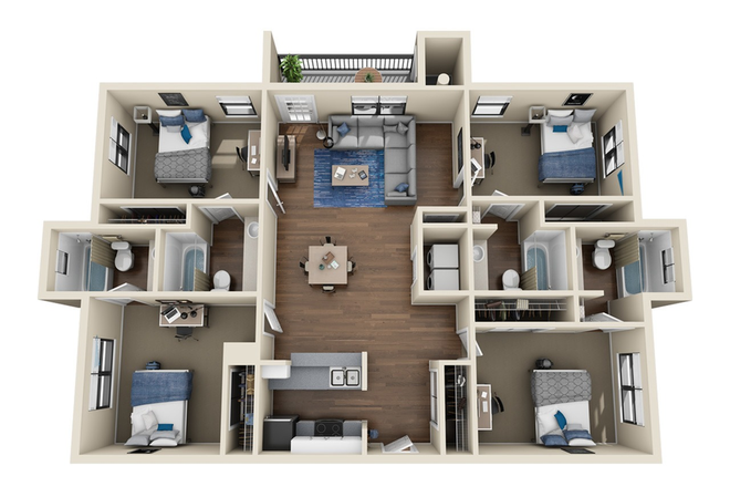 Floor plan and included furniture - The Wilde Raleigh Apartments