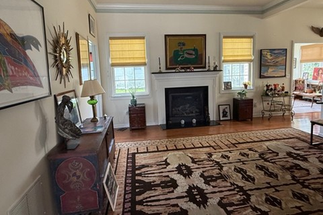 Living room with fireplace - Furnished 3BR home-Cumberland St-Plainsboro