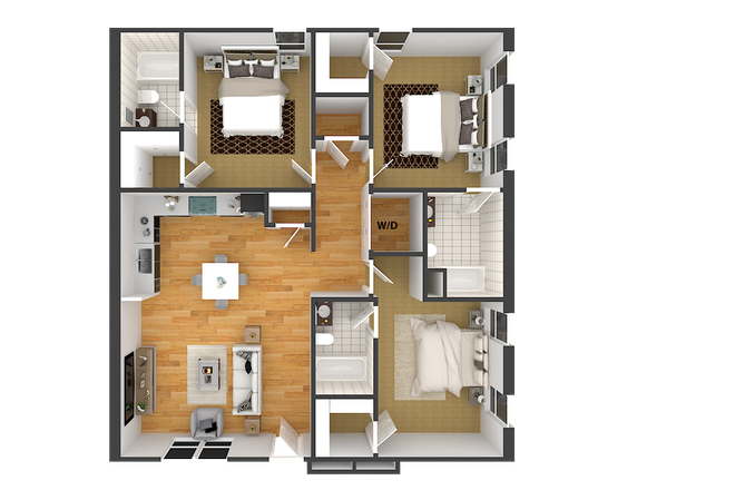 3 Bedroom 3 Bathroom - Alabama Apartments-Walk to Class!