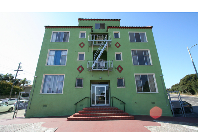 Front entry - Jenny Apartments, On bus line to BART and SF