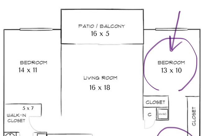 Floor plan - purple is where you will use! - Villas of Pasadena Apartment Homes