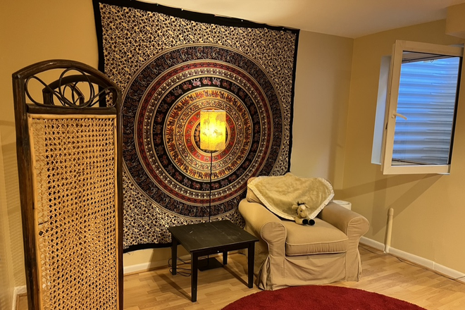 sitting area - Cozy Basement Studio, Steps from Sligo Creek Parkway, 495, Metro Redline, Bus Townhome