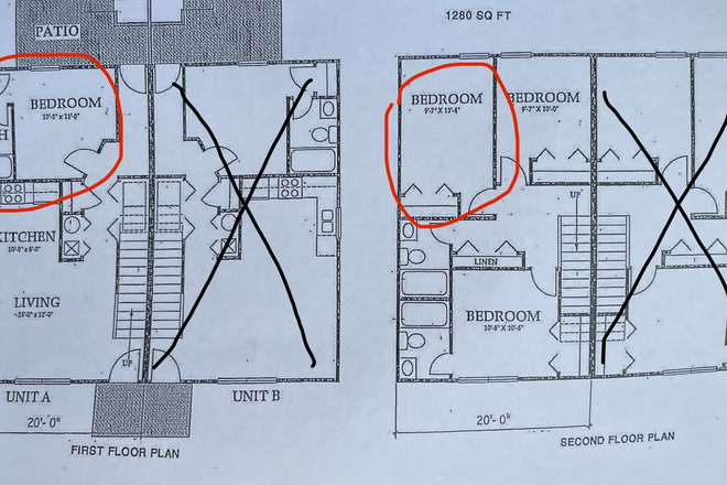 Floorplan of available rooms - Posting for females Only|2 Rooms Available in Quiet Duplex Near South Main