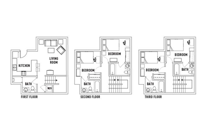 Floor plan. - Camino Del Sol On Campus Townhouse Private Bedroom and Bathroom (4b4.5b)