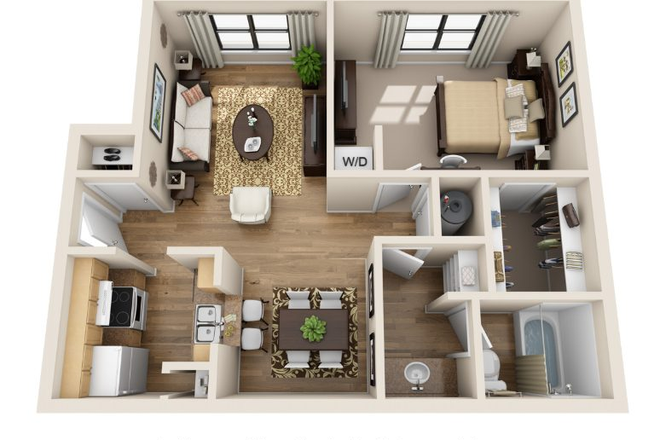 Floor plan (669 square feet) - University Square Apartments