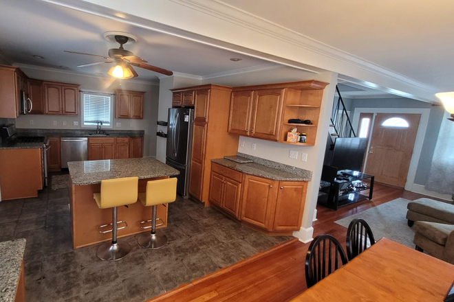 Kitchen plus livingroom view - 4 Rooms Open in a Cute North End New Bedford Students House