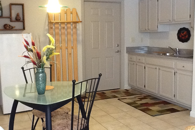 Living room with kitchenette - 1 Bed 1 Bath Renovated Furnished Apartment (all inclusive) 6 min drive to downtown Amherst!