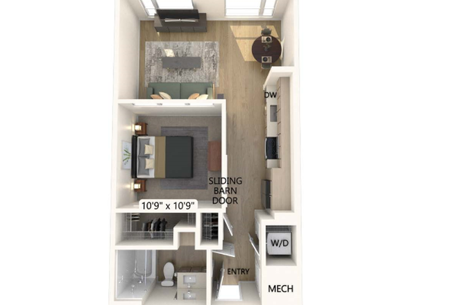 Floorplan - 9th Street Short-term 1-bedroom/studio in Avalon Durham Apartments