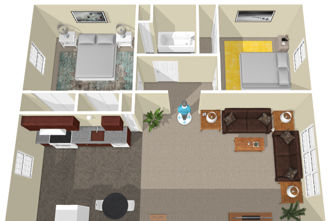 Floor Plan - Spacious 2 Bedroom Apartment at Lantern Court Apartments with Many Amenities Located Near Campus