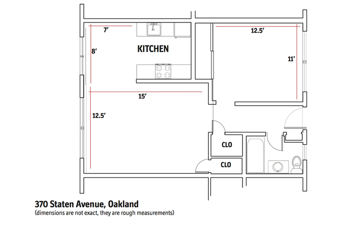 Floorplan - Adam's Point 1 Bedroom | 370 Staten