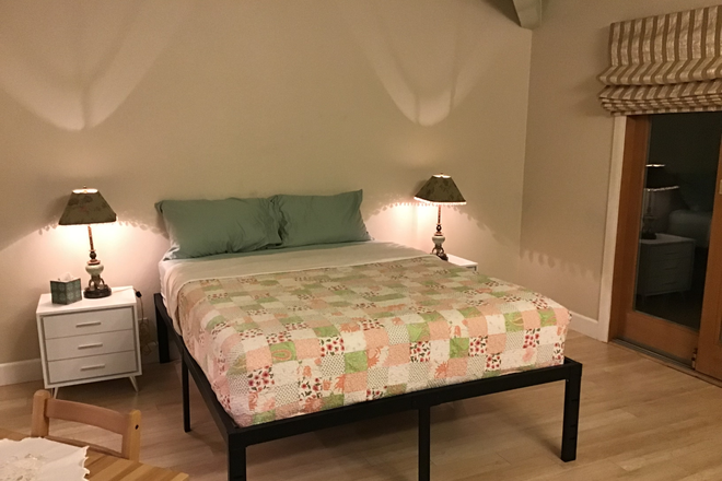 Bed - Furnished Studio with kitchenette and private Entrance, utilities included, Bike or walk to UCI