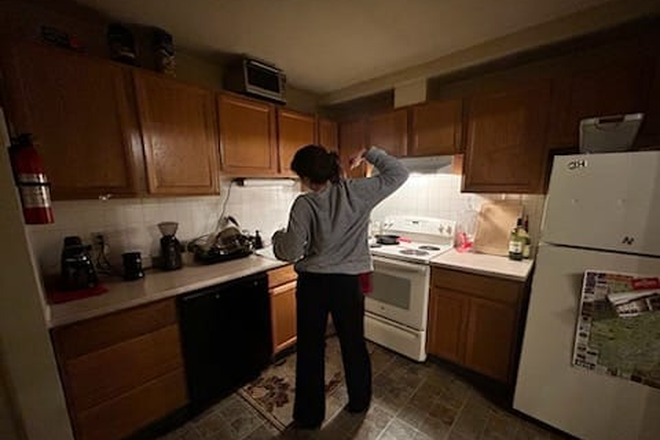 Kitchen, roommate for scale - Town Houses of Amherst