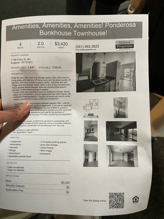 flier about property - Ponderosa Townhome