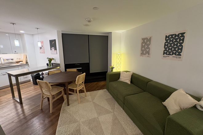 Living area - Beautiful furnished studio at 1 Soldiers Field Park | next to HBS Apartments
