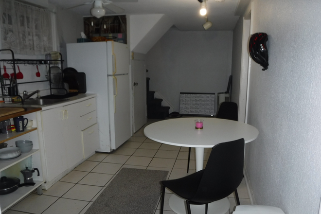 open area kitchen - Furnished, immaculate apartment, kitchen, l. room, bedroom, bath, laundry, utilities, walk to subway