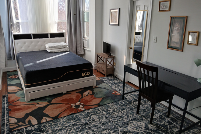 Bed with Sunny Window Views! Study Desk with Magic Lamp! - $850-LARGE-PRIVATE- FURNISHED STUDIO -w/ Kitchenette & Private Bathroom-UTILITIES & Washer INCLUDED! House