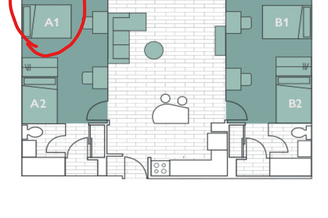Floorplan - Parkside 2x2 Apartment $600/month Summer