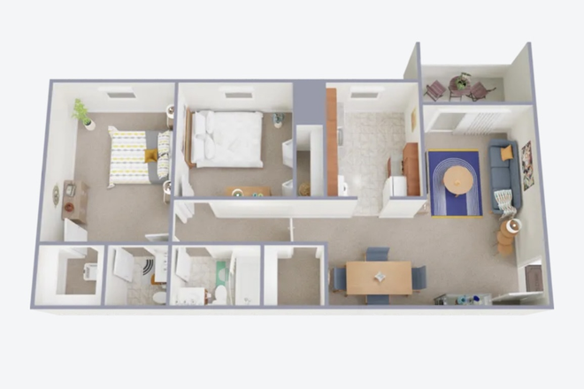 This is the basic floorplan, the apartment also has a washer and dryer in unit. - Foxridge