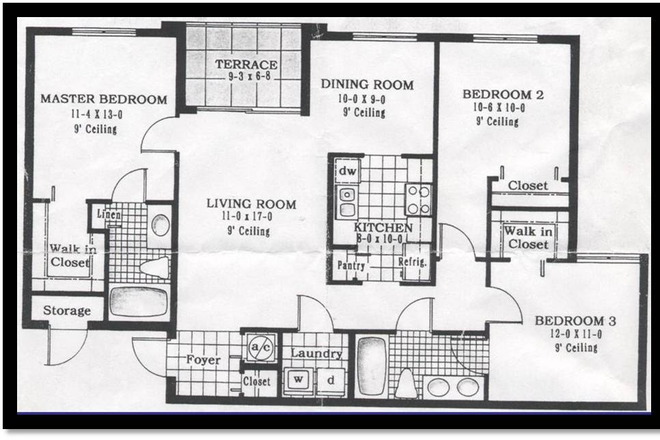 Floor Plan - University Parc Condo -  3 Bedroom/2 Bedroom Unit: Fully Furnished - 1 Mile from NSU - 1 Room