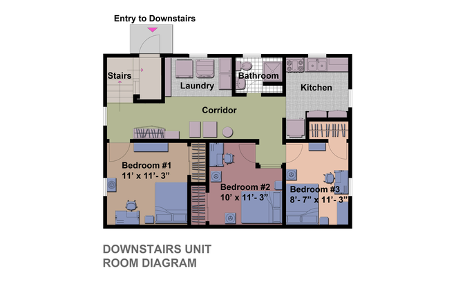 Floor Plan - 🏠 🏠 🏠 Roommate needed in 3-Bedroom Duplex - 10 mins' Walk to DU Duplex