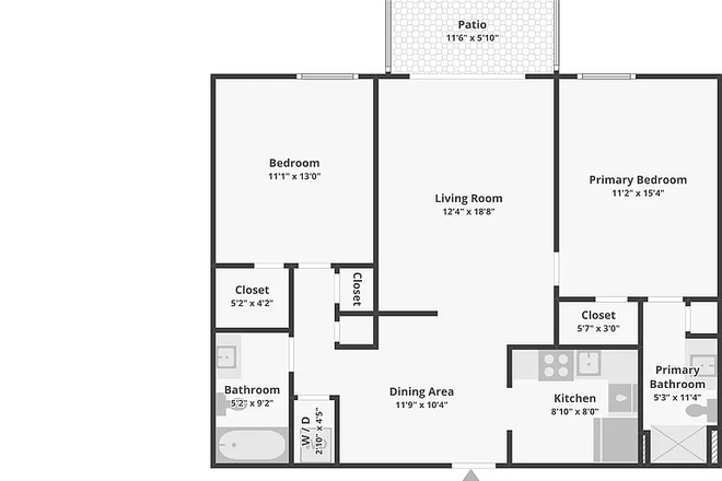 Floor Plan - 2 Bed/2 Bath Fully Furnished Apartment Walking Distance to Campus!! **Newly Renovated**