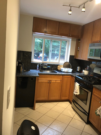 Kitchen with dishwasher and disposal and microwave - Nice apartment w 2 bedrooms available close to BC campus on Com. Ave.