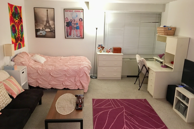 Bedroom area in the studio - The Willoughby of Chevy Chase Condo