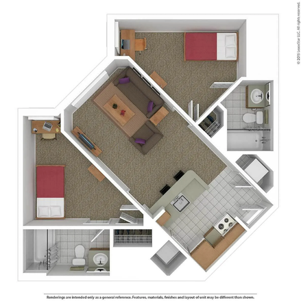 Floor plan - South Campus Commons Building 2 Lease Transfer, On Campus Apartment