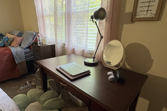 Desk + Chair (Included) - Furnished 2-Bedroom Apartment – One Room Available – Located Right By Campus